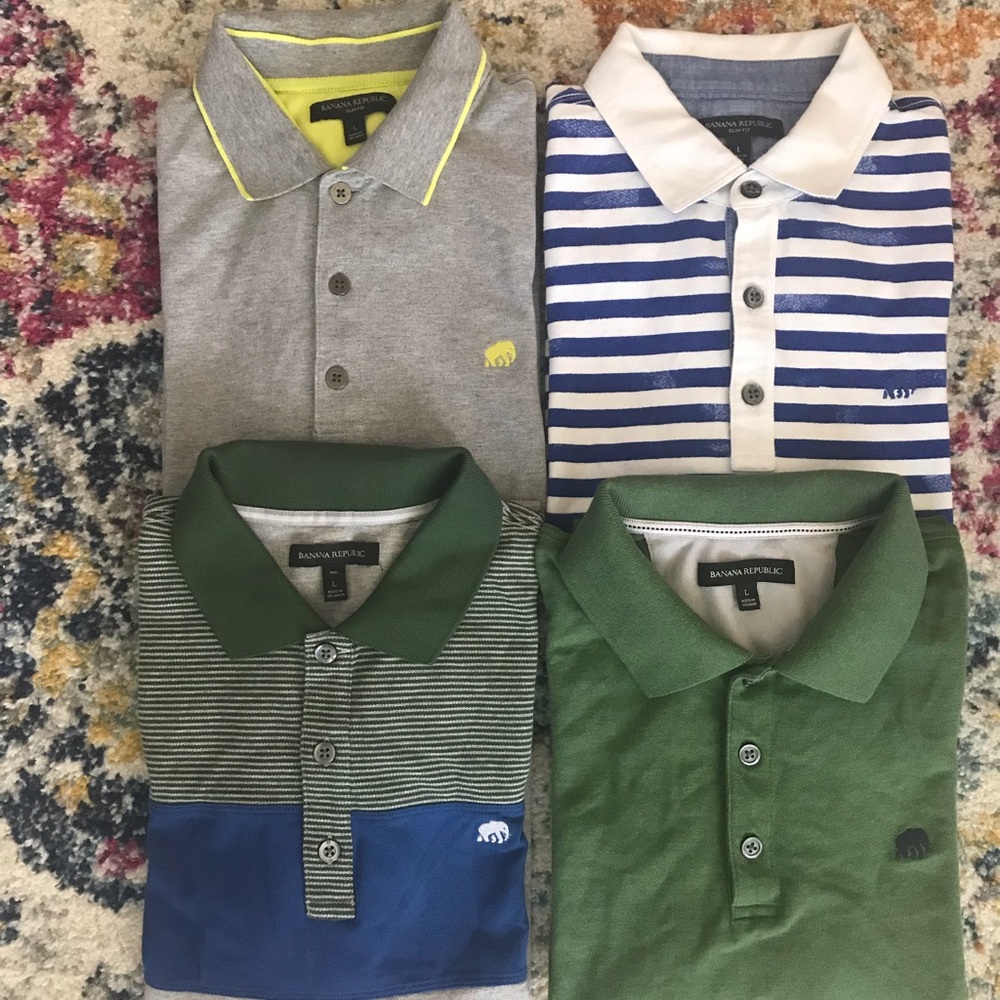 Lot of 4 Banana Republic polo shirts size L - Picture 1 of 5